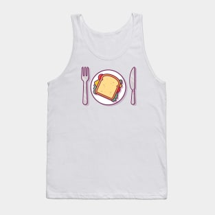 Sandwich Breakfast On Plate with Knife And Fork Tank Top